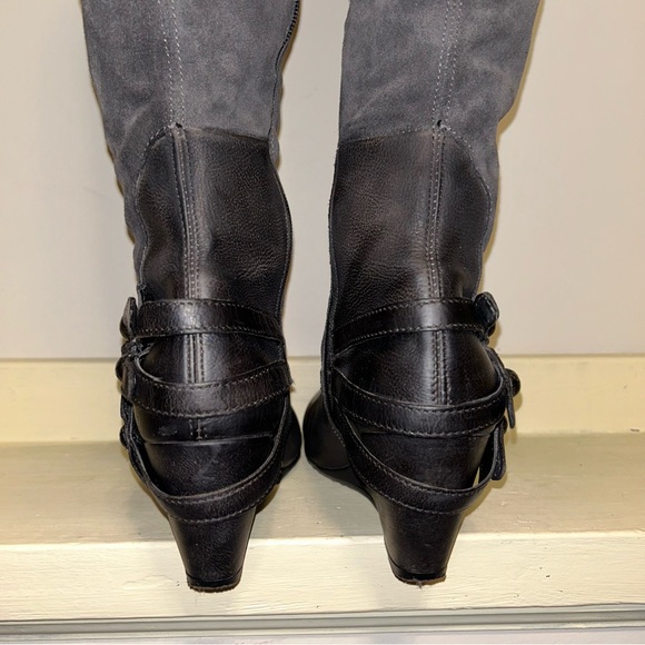 SOLD - BROWNS Leather Wedge Suede Moto Boot - Picture 13 of 15